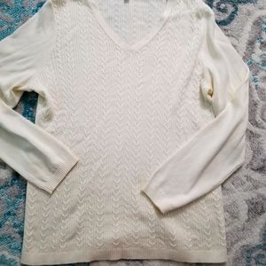 Talbots V-neck white sweater